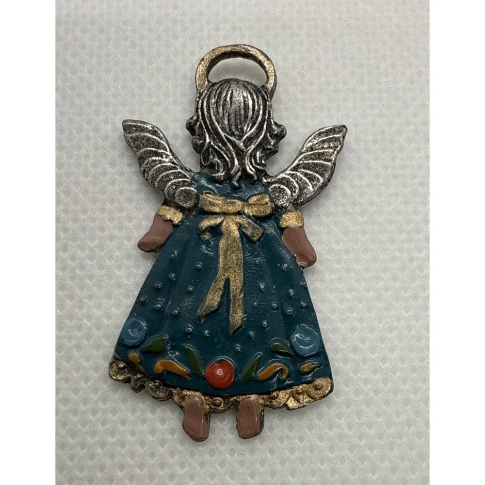 German Pewter Angel Ornament Hand Painted Kuhn Zinn